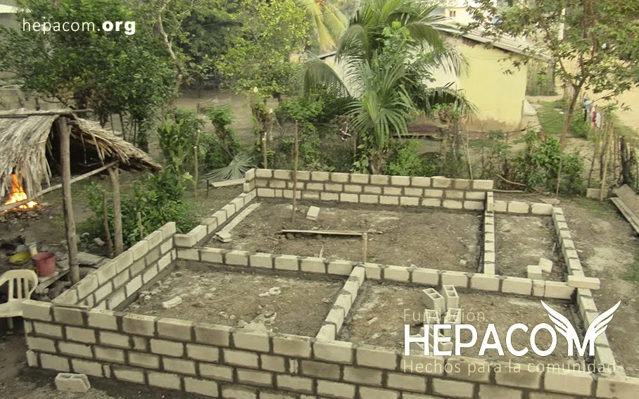 The foundations of the new house, redesigned on the site